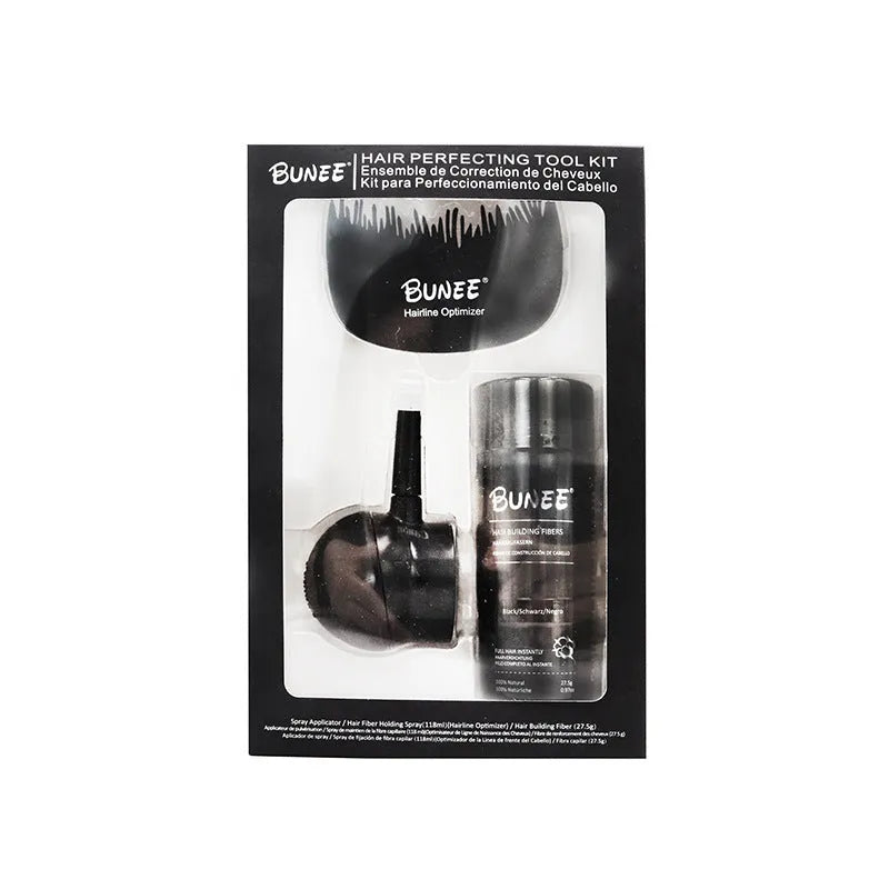Boxed dense hair fiber powder three-piece set for thinning hair coverage in nine colour options