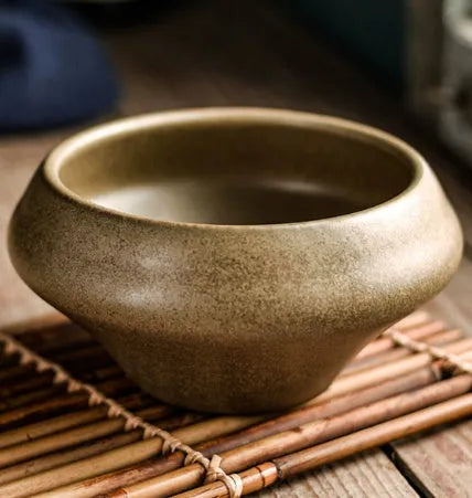 Ceramic Japanese soup bowl in tall design with underglaze pattern