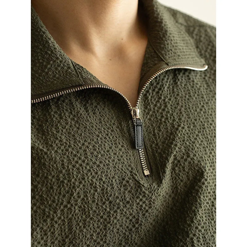 Men's ice silk short sleeve top in loose casual style with cooling quick-drying fabric