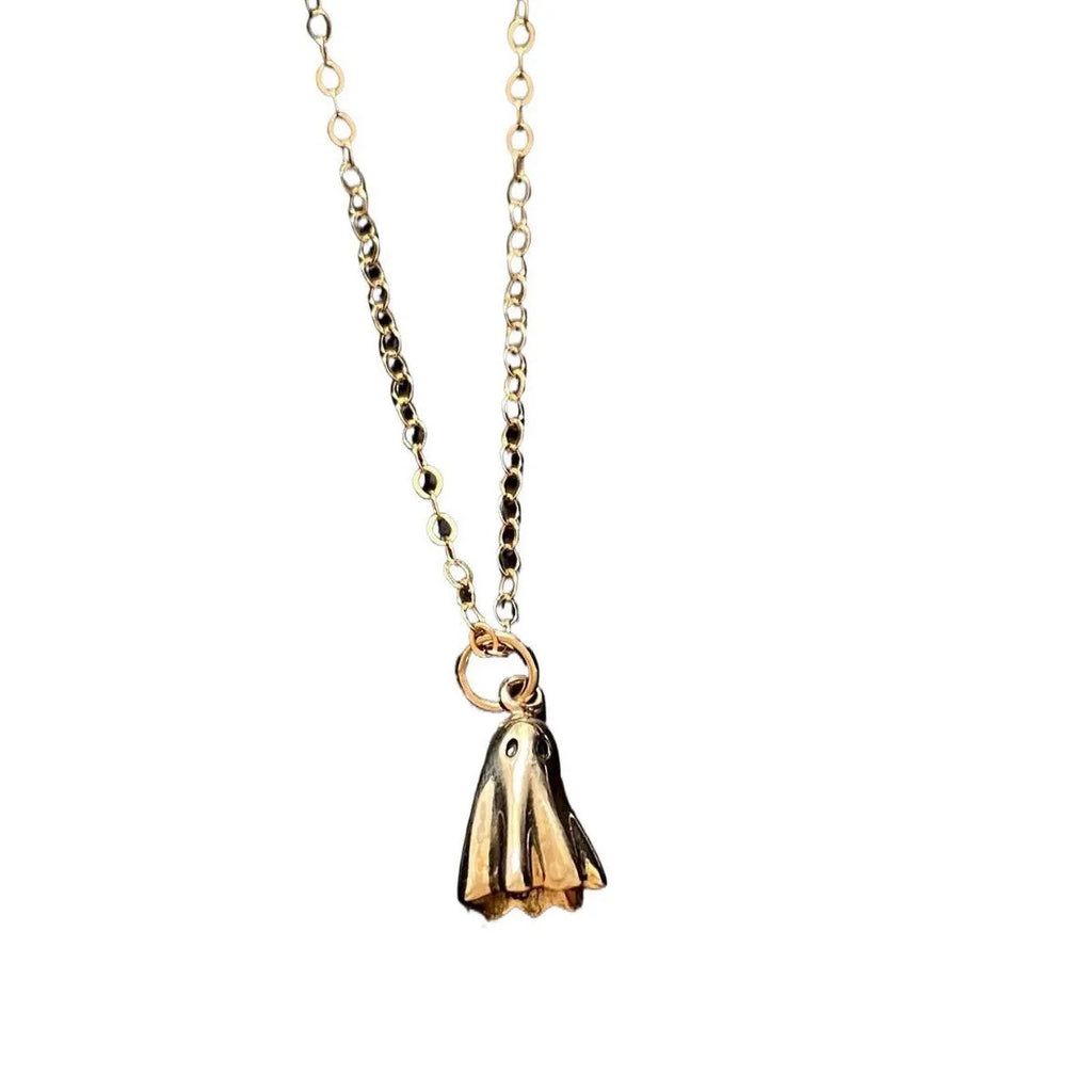 Ghost pendant necklace with titanium steel pendant on a twisted stainless steel chain.