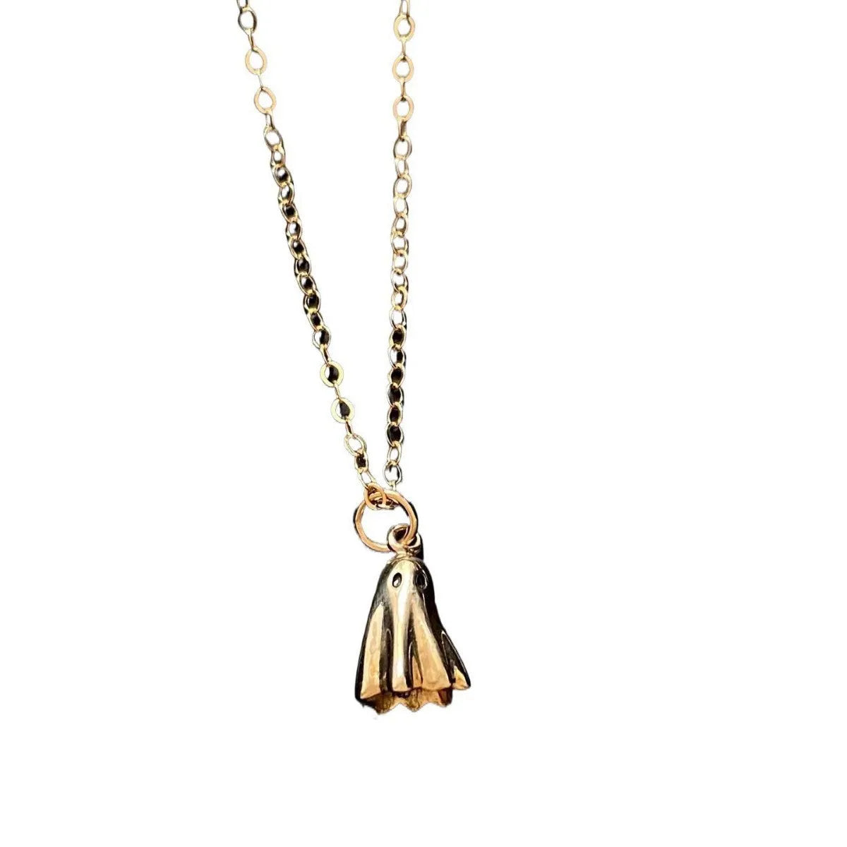 Ghost pendant necklace with titanium steel pendant on a twisted stainless steel chain.