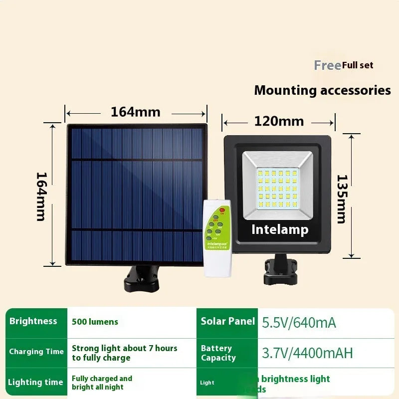 Outdoor waterproof solar LED courtyard light with IP65 rating in three lumen models