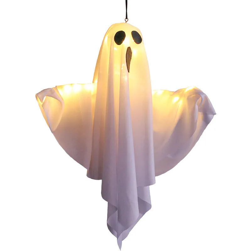 Halloween ghost light decoration with cloth covering in luminous white or orange colour options