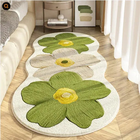 Flower shaped cashmere bedside blanket with cartoon alien print and floral patterns