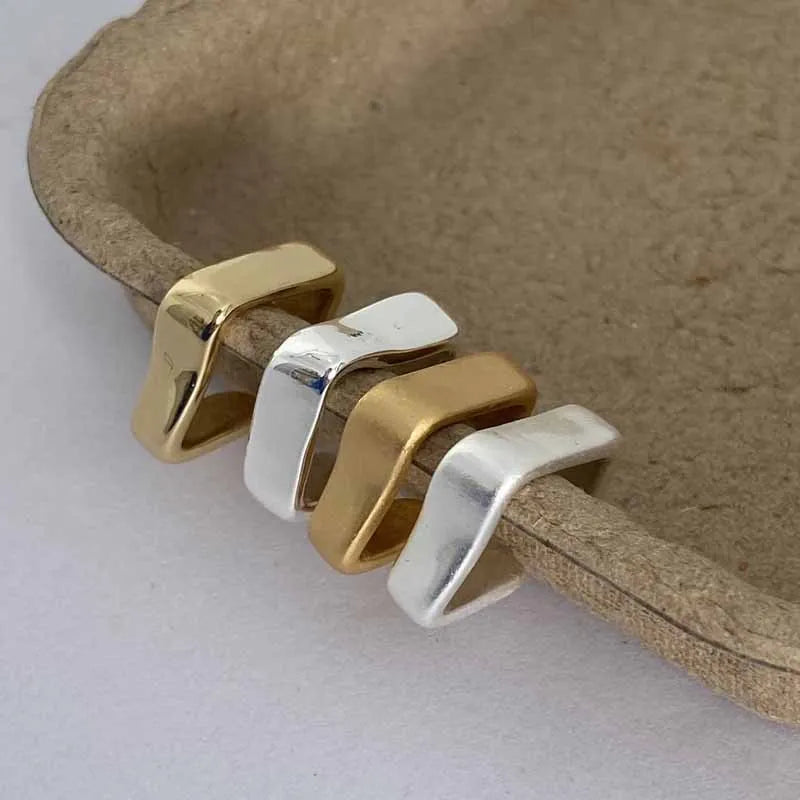 Geometric brass ear clip for women electroplated copper clip-on earring bright gold finish