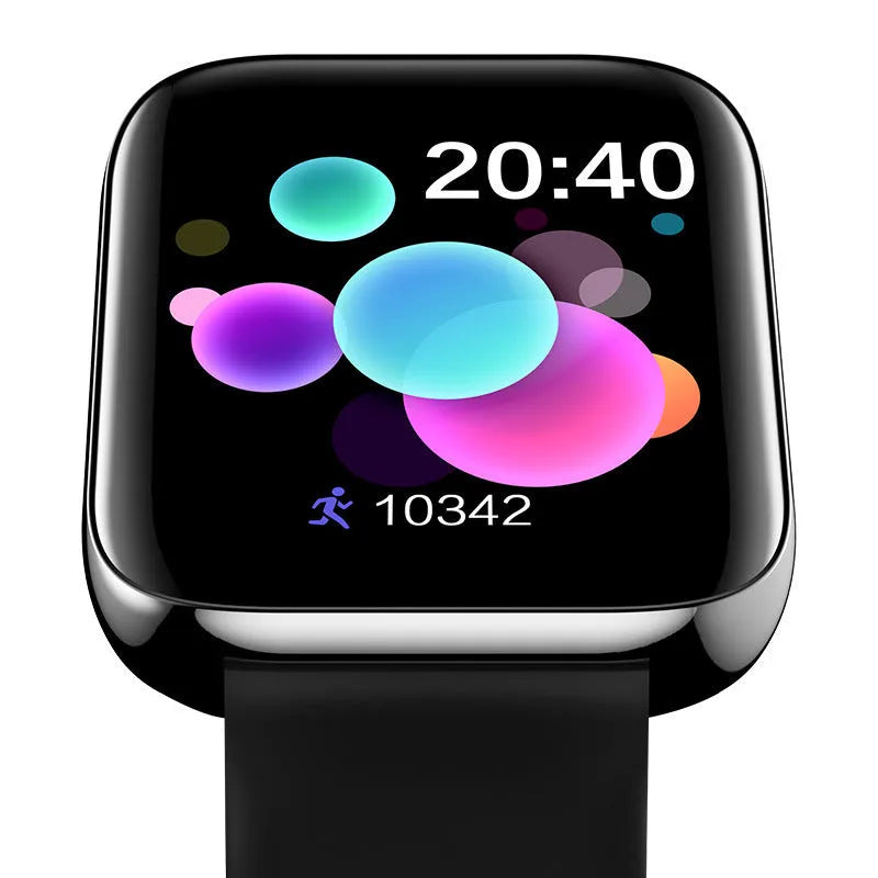 Black smart bracelet with Bluetooth call function and blood pressure monitoring on a wrist