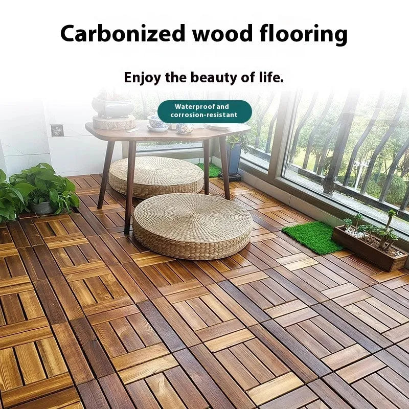 30cm square camphor pine wood flooring tile with brush wax oil or brushed durable finish