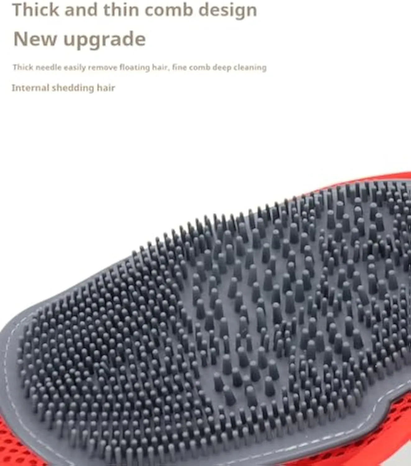 Red pet bathing glove with integrated brush surface for grooming and hair removal during pet washing