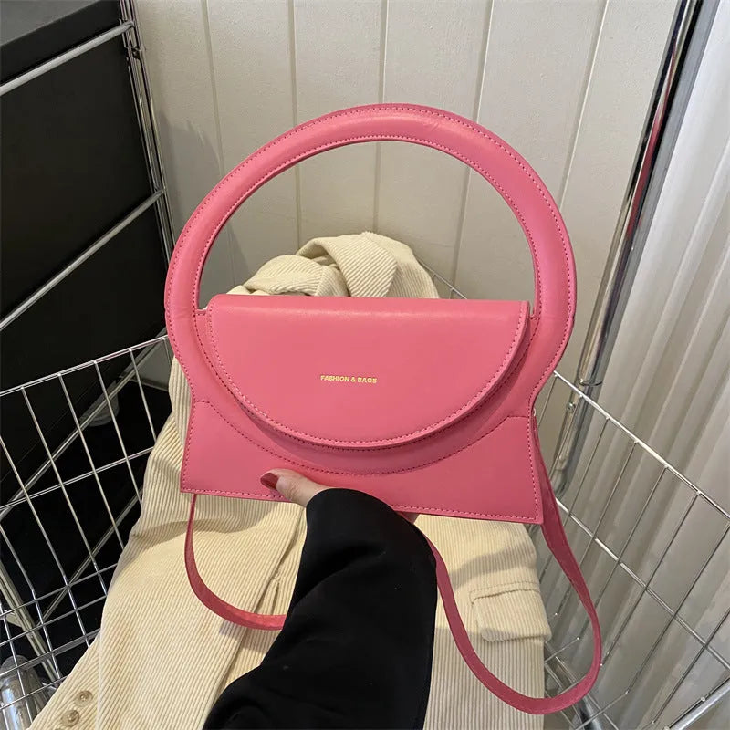 PU leather shoulder messenger bag with sandwich pockets and decorative stitching in five colour options
