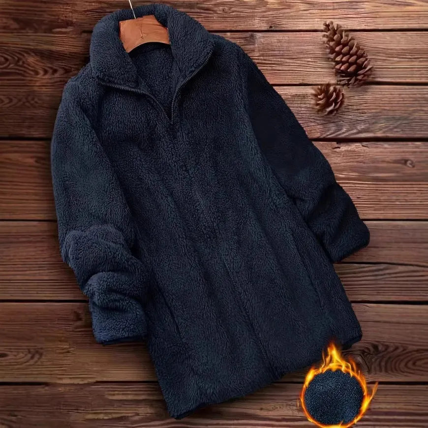 Double-sided fleece outdoor jacket in black, navy blue or khaki colours