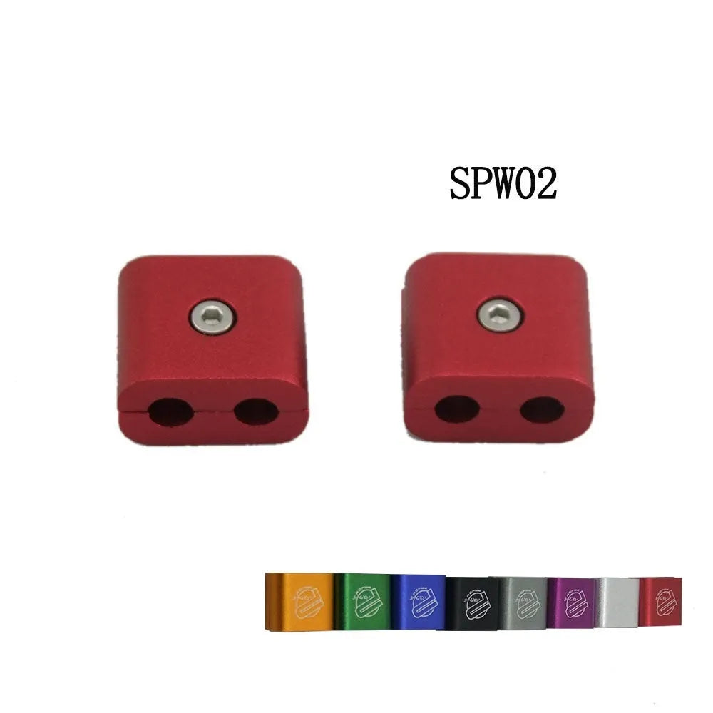 Three-piece metal automotive fastening clamp in six colour options, showing 55x30x25mm dimensions with metal sleeve.