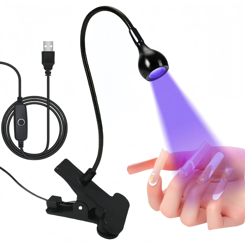 USB clip goose neck nail lamp with 395nm purple light for curing UV nail polish