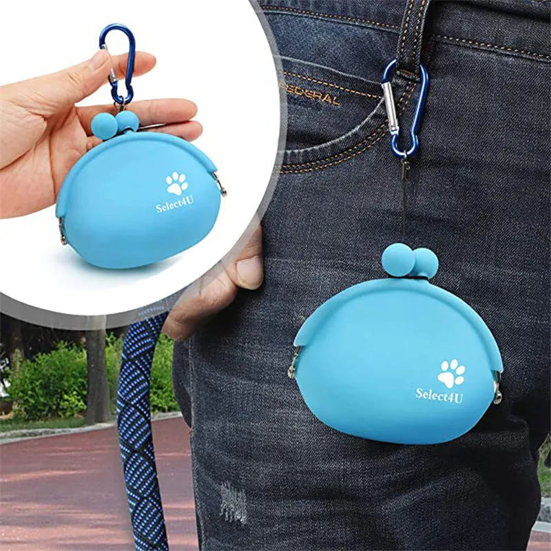 Silicone dog treat waist pouch in yellow with hook-loop fastening for training walks
