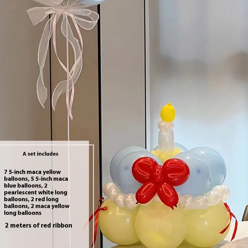 Round DIY balloon bouquet cake decoration kit with ten style options for party celebrations