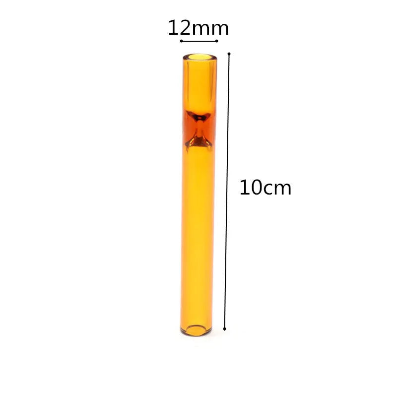 Clear telescopic glass smoke pipe with suction nozzle in colour mixing or pink finish