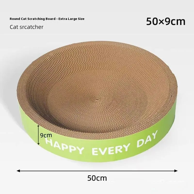 Green round cat scratching nest with sisal surface measuring 50cm diameter