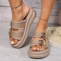 Women's thick-bottom suede slippers with soft rubber soles in apricot, black, and off white colours