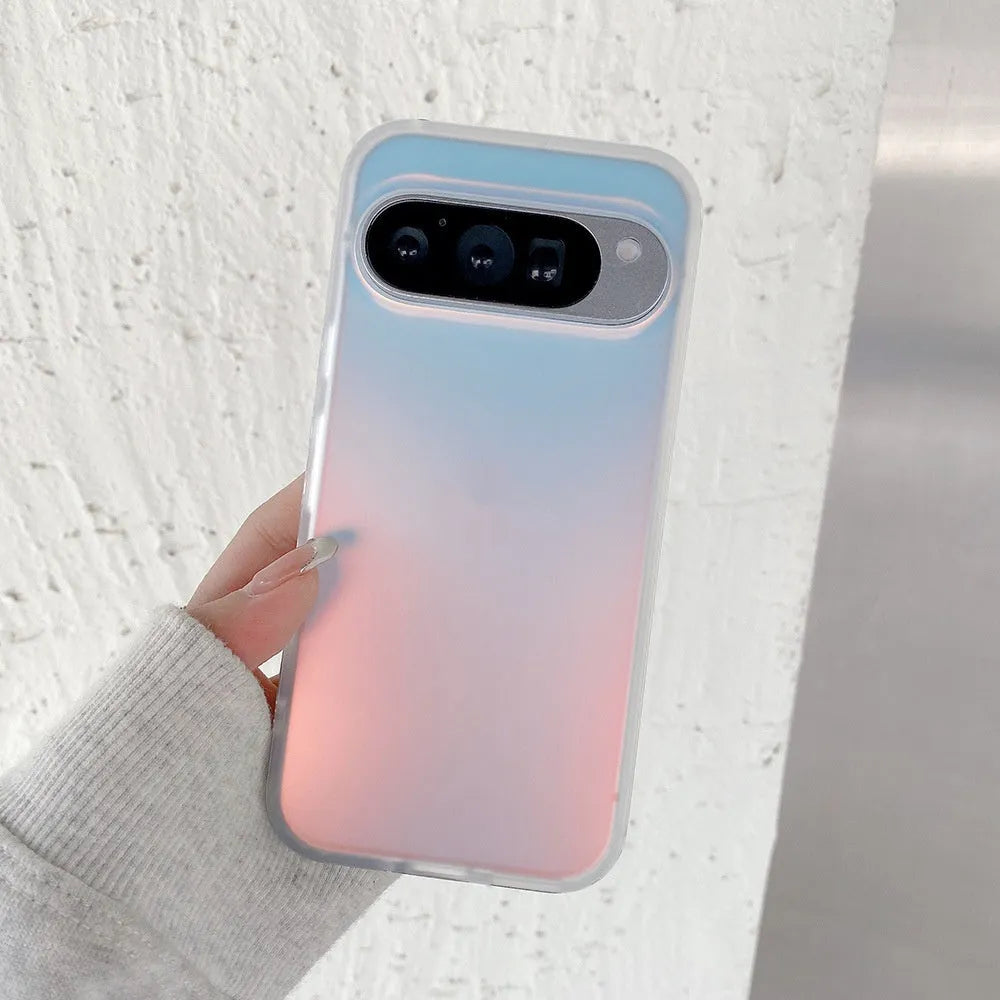 Colourful frosted laser matte phone case for Google smartphones on a transparent background.
