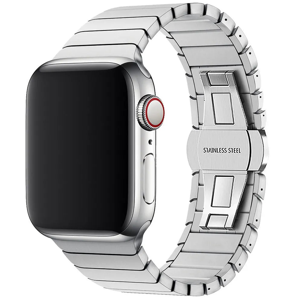 One bead bamboo joint butterfly clasp stainless steel strap for Apple Watch 38/40/41mm 42/44/45/49mm