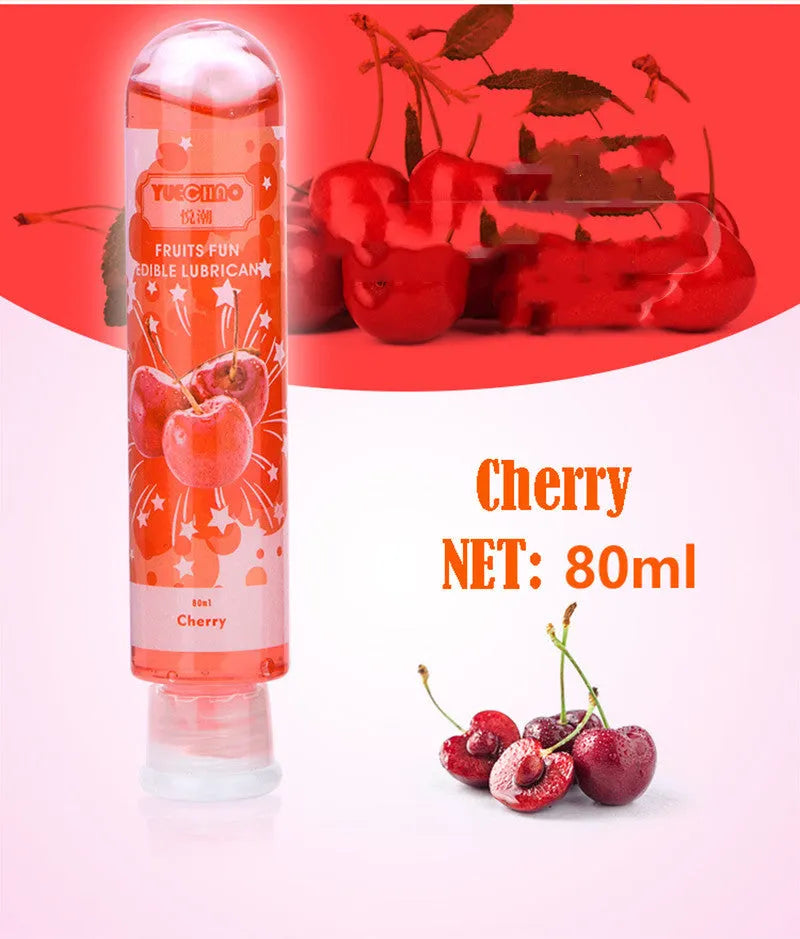 Water soluble fruit flavored human lubricant in 80ml transparent bottle with apple scent