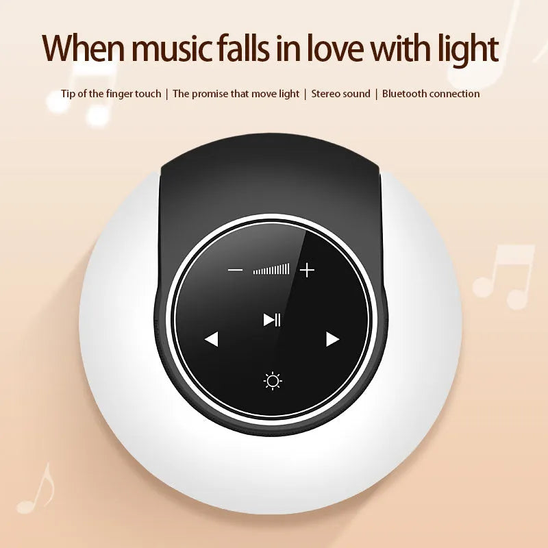 Blue cubic Bluetooth desk lamp with speaker and touch controls for dimming and colour selection