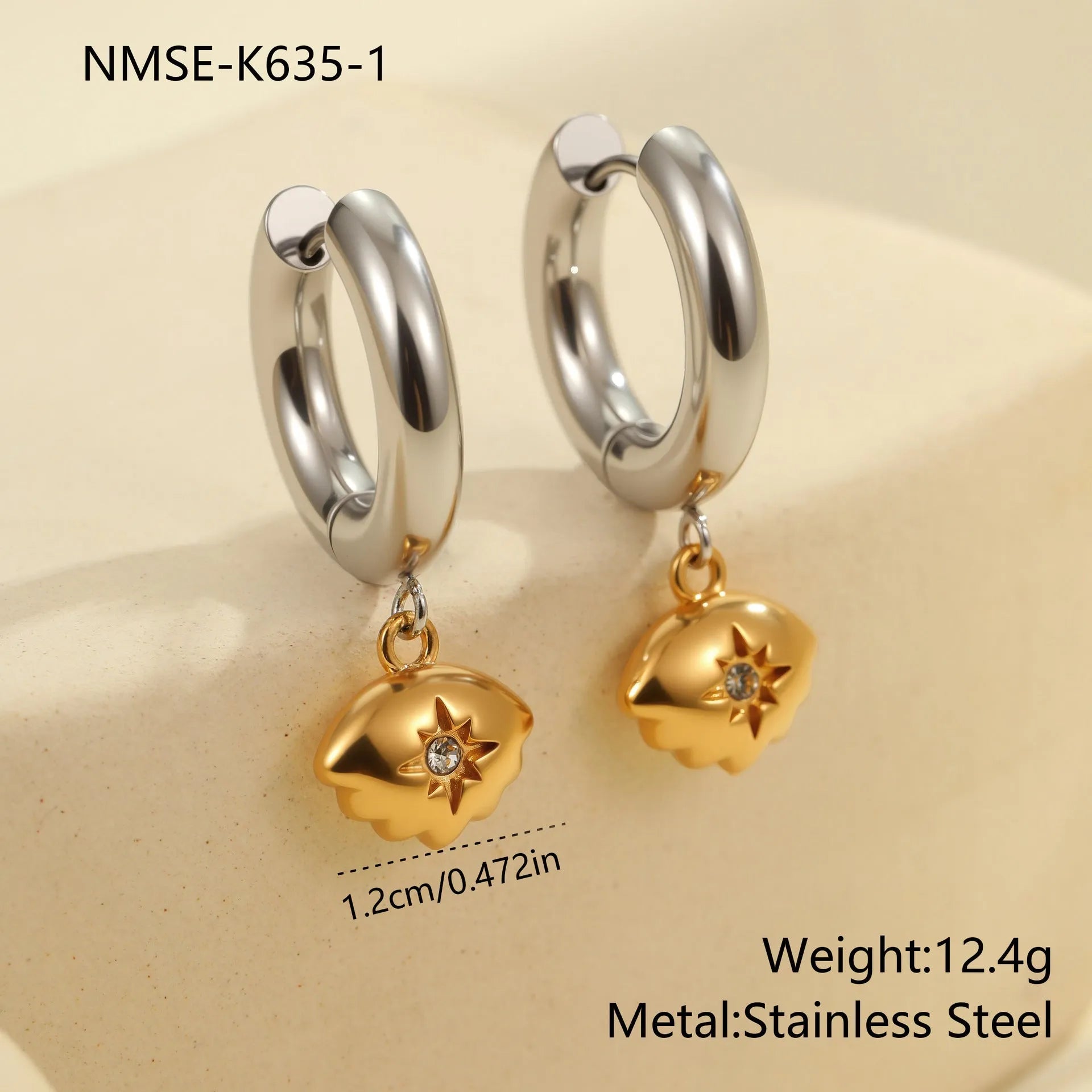 Christmas tree heart earrings in stainless steel with 18K gold electroplating and holiday designs