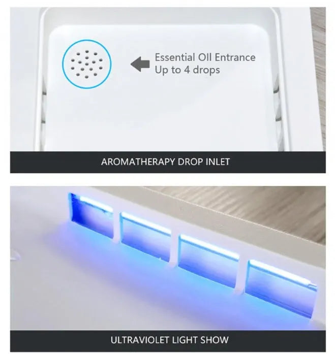 Blue UV phone sterilizer disinfection machine with open lid showing interior chamber