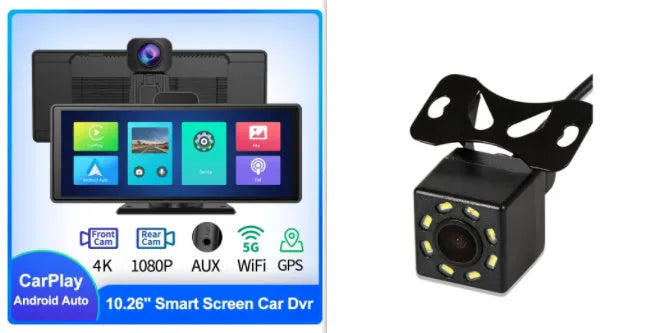 12-inch touch screen car DVR dash camera with front and rear recording on display