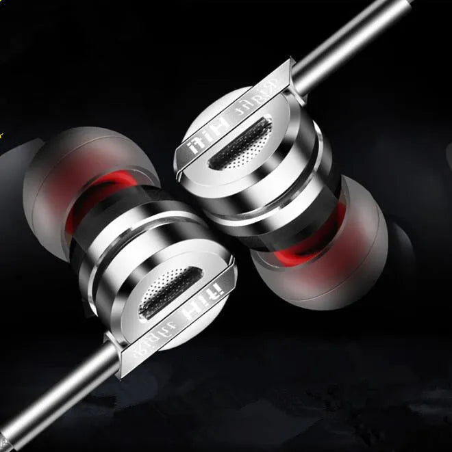 Metal CNC zinc alloy piston in-ear headphones in black or silver with in-line microphone controls.