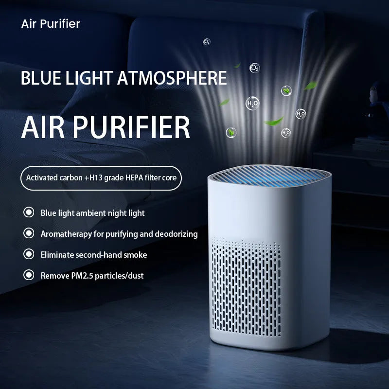 Simple style desktop air purifier with USB cable for small room odour and smoke removal