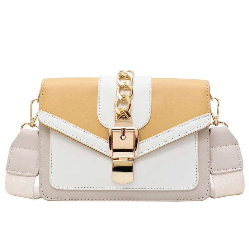 Women's messenger bag shoulder chain bag PU leather small square bag in black, green, white, yellow