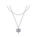 Original winter snowflake double layer moissanite necklace in 925 silver with adjustable O-shaped chain