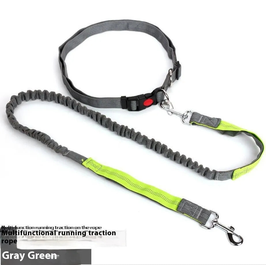 Two-tone reflective dog leash with elastic sling section for outdoor running