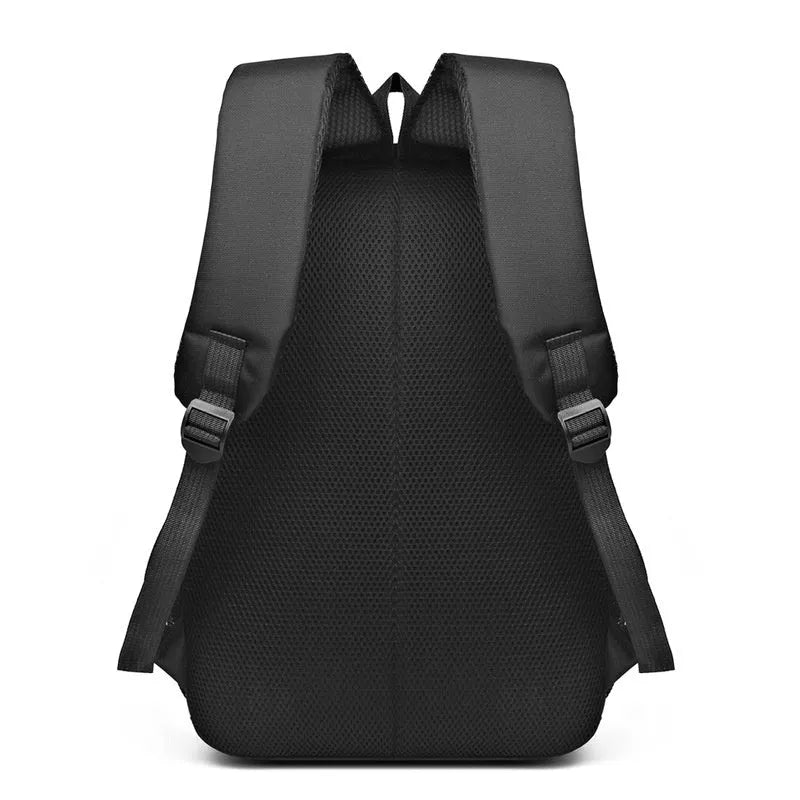 New large capacity Oxford cloth backpack for high school students in black with curved shoulder straps