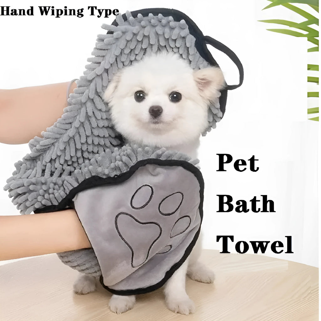 Blue pet bath robe towel for dogs and cats on a white background.