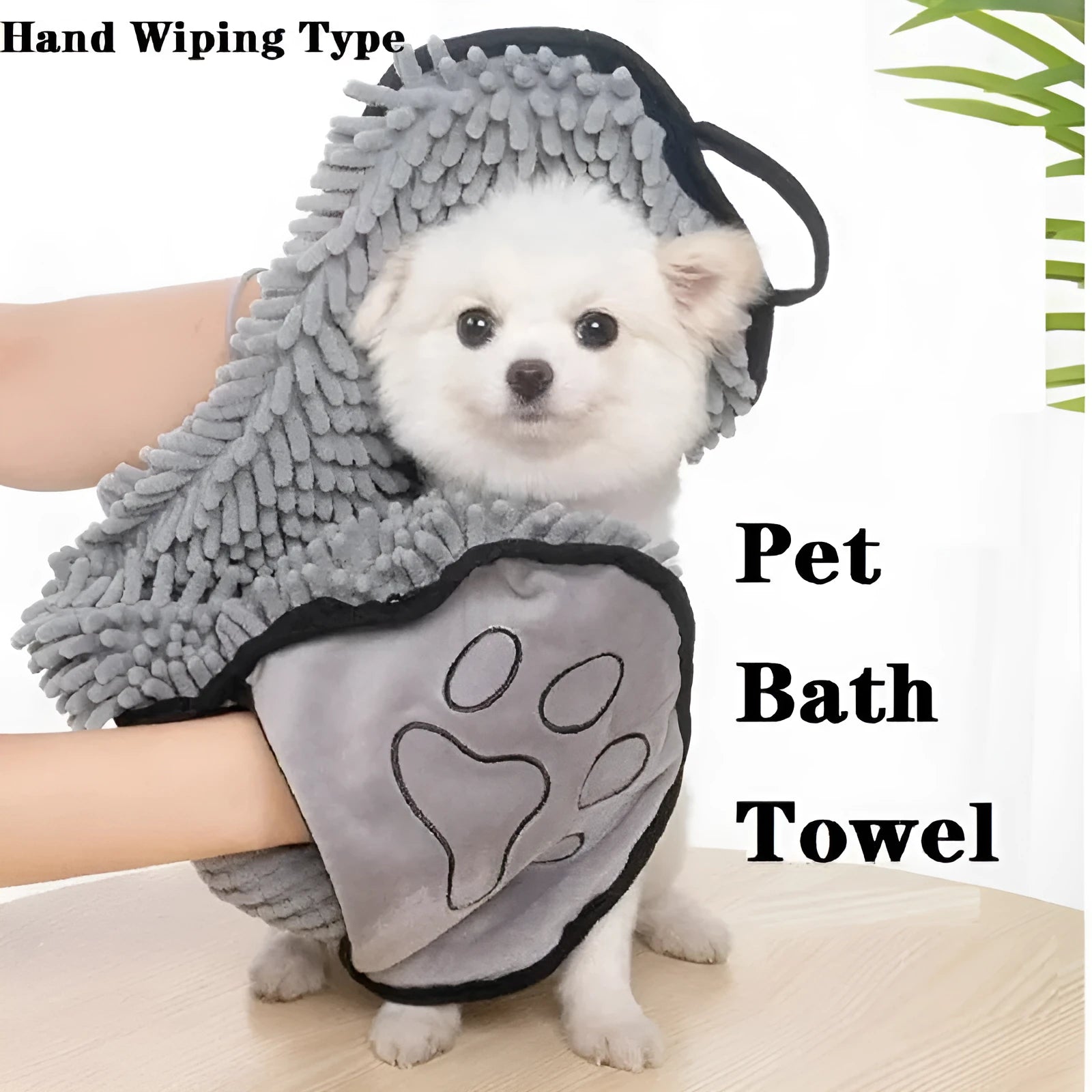 Blue pet bath robe towel for dogs and cats on a white background.