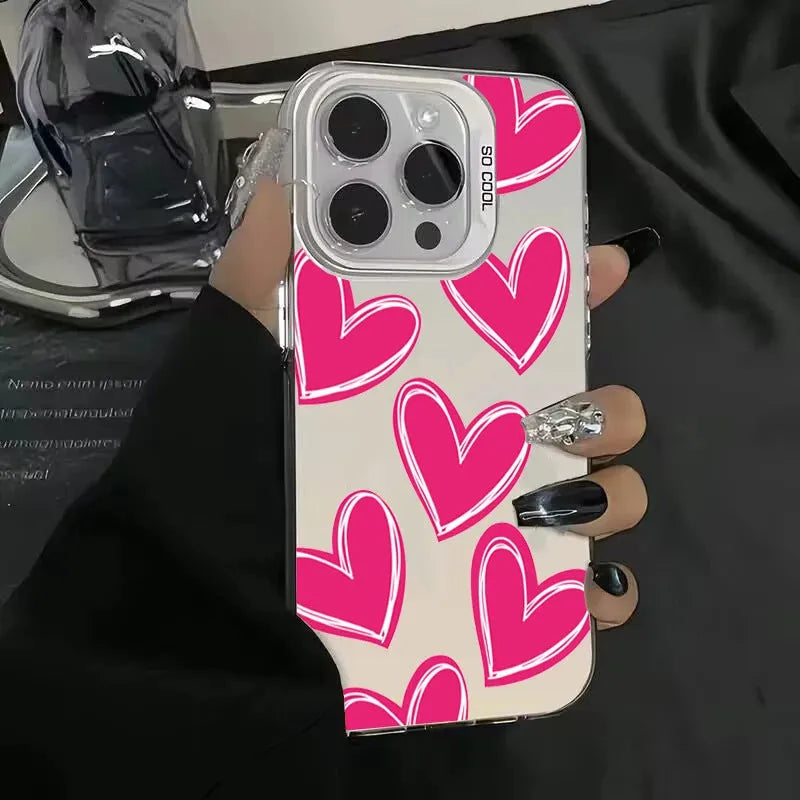 Heart mobile phone shell PC laser anti-wear anti-fall case for Apple iPhone in gray white green purple