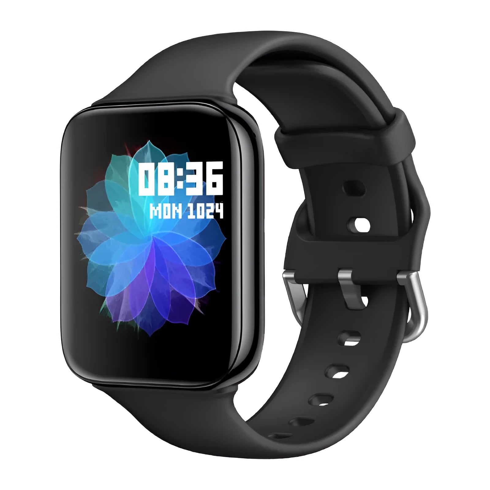 Black smart bracelet with Bluetooth call function and blood pressure monitoring on a wrist