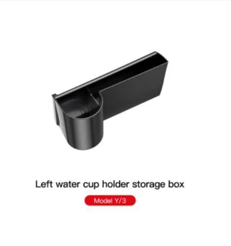 Plastic waterproof cup holder for Tesla Model 3 and Model Y dashboard, shown with a handle.