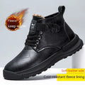 Men's black high-top platform Martin boots with a velvet finish and rubber sole.