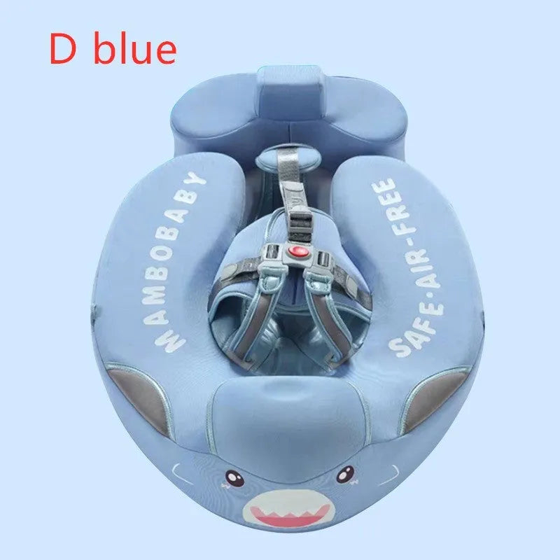 Children's foam swimming ring with 3D space layer fabric cover and PEARL FOAM liner in blue, with style A design, on a white background