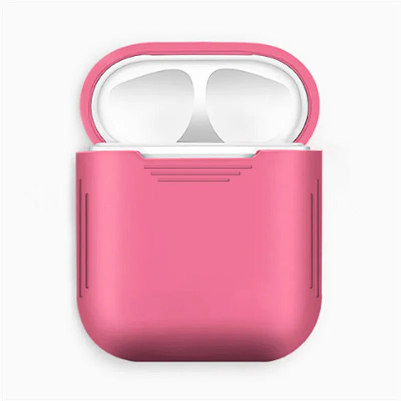 Silicone protection case for Apple AirPods with antilost rope attached, shown in blue colour.