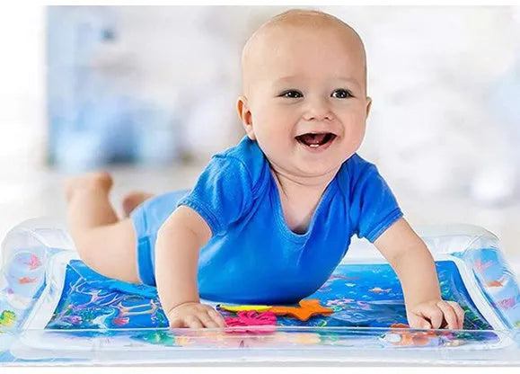 Whale-coloured water cushion baby playing pad PVC crawling mat 60x50 cm on floor