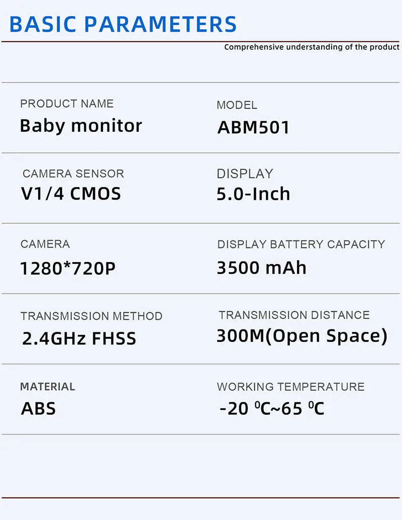 White wireless baby monitor with 5-inch HD screen showing nursery camera footage
