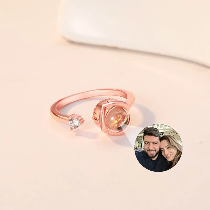Pair of adjustable copper couple rings with electroplated rose gold and platinum finishes
