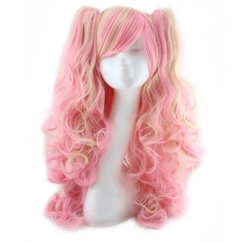 Colorful long curly wig with high temperature wire hairline, available in multiple colour combinations