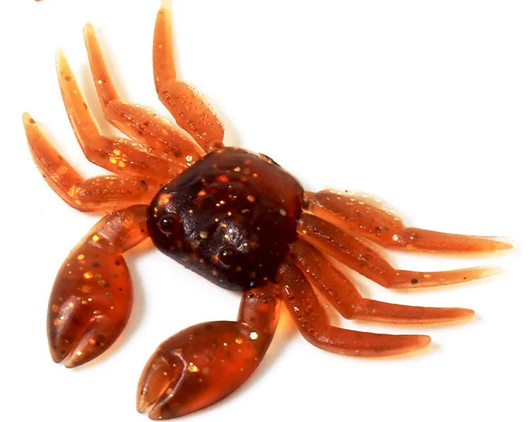8cm PVC software crab fishing lure in brown or red crab colour for saltwater and freshwater fishing