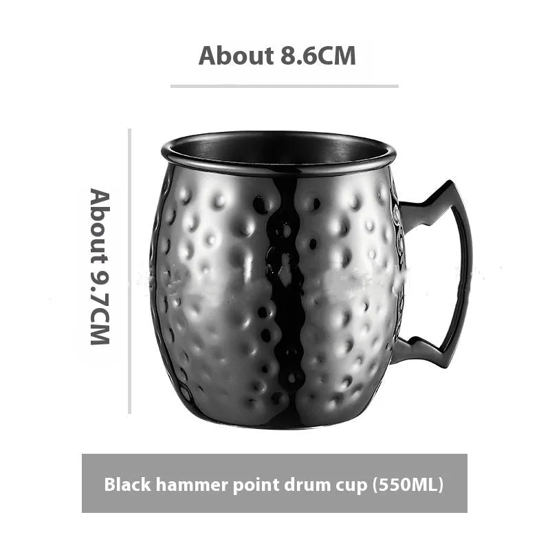 Stainless steel Moscow Mule cup with copper interior in silver, gold, rose gold or black colours