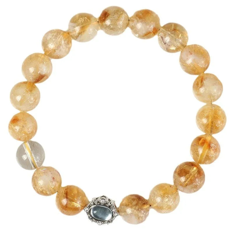Citrine crystal geometric bracelet with 10mm width and grinding texture