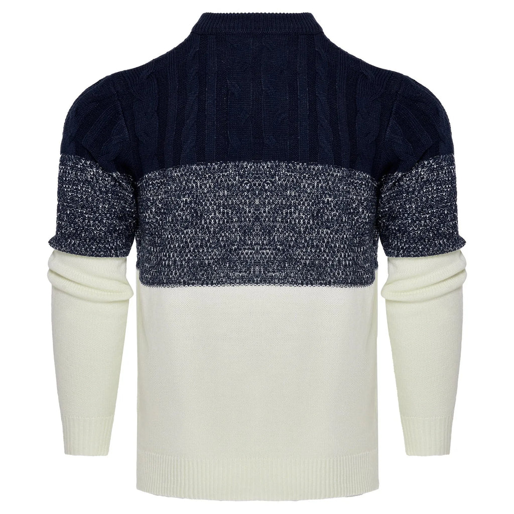 Men's classic crew neck knitted pullover sweater in a long sleeve design for winter.